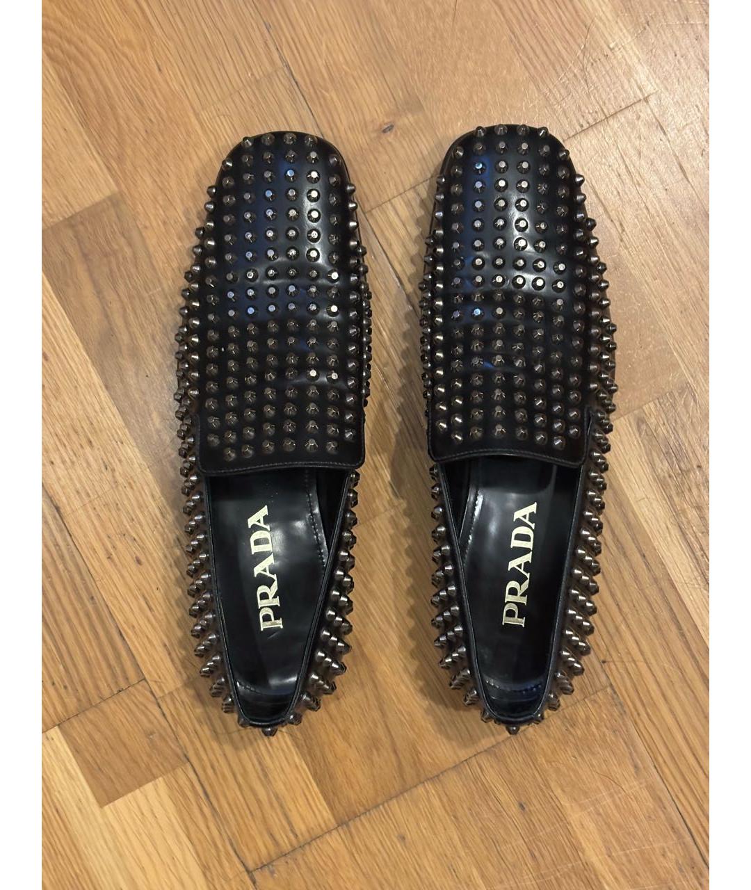 PRADA Черные кожаные лоферы, фото 2