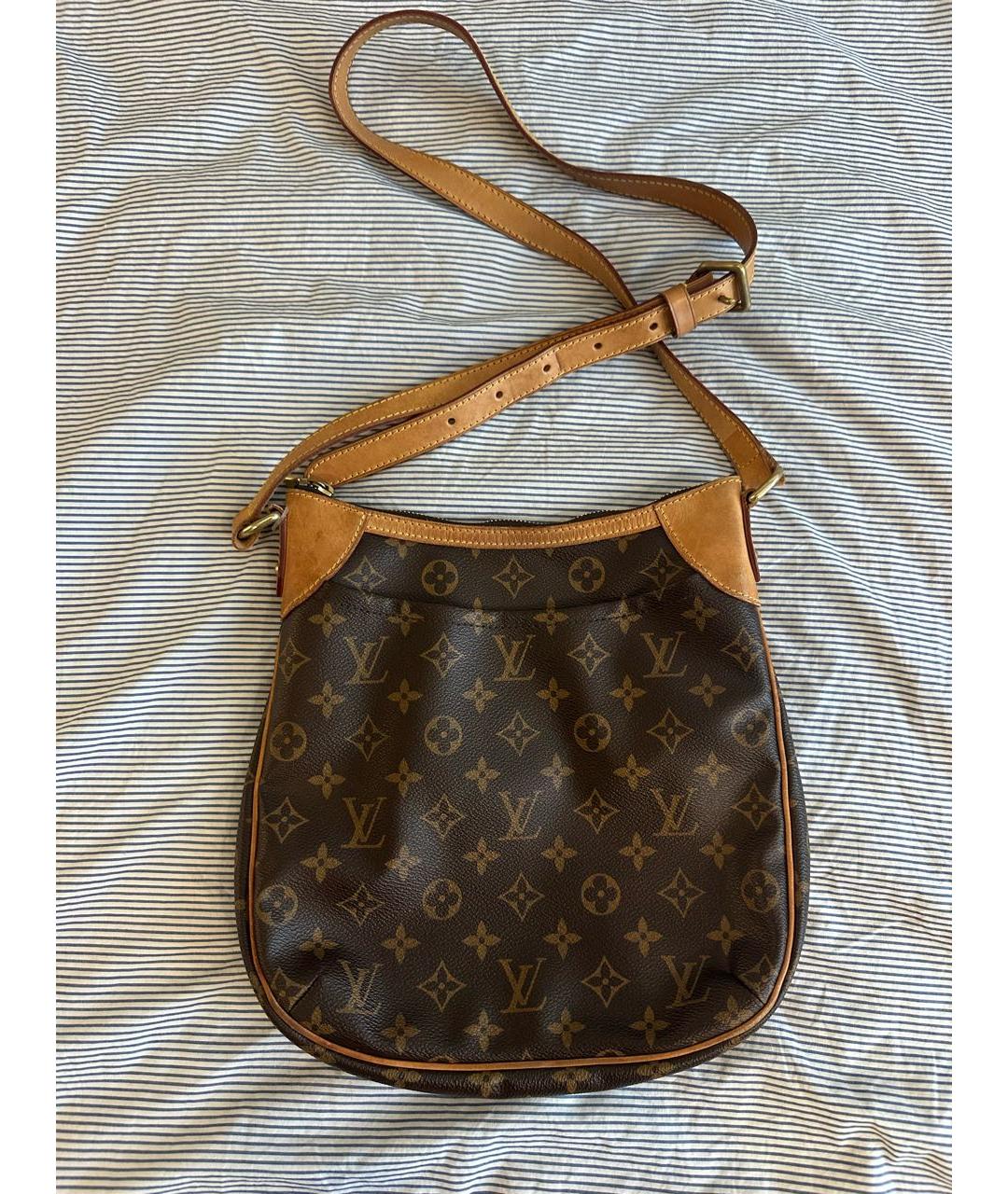 LOUIS VUITTON Коричневая кожаная сумка через плечо, фото 9