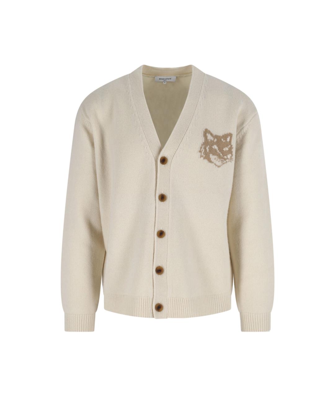 MAISON KITSUNE Бежевый шерстяной кардиган, фото 1