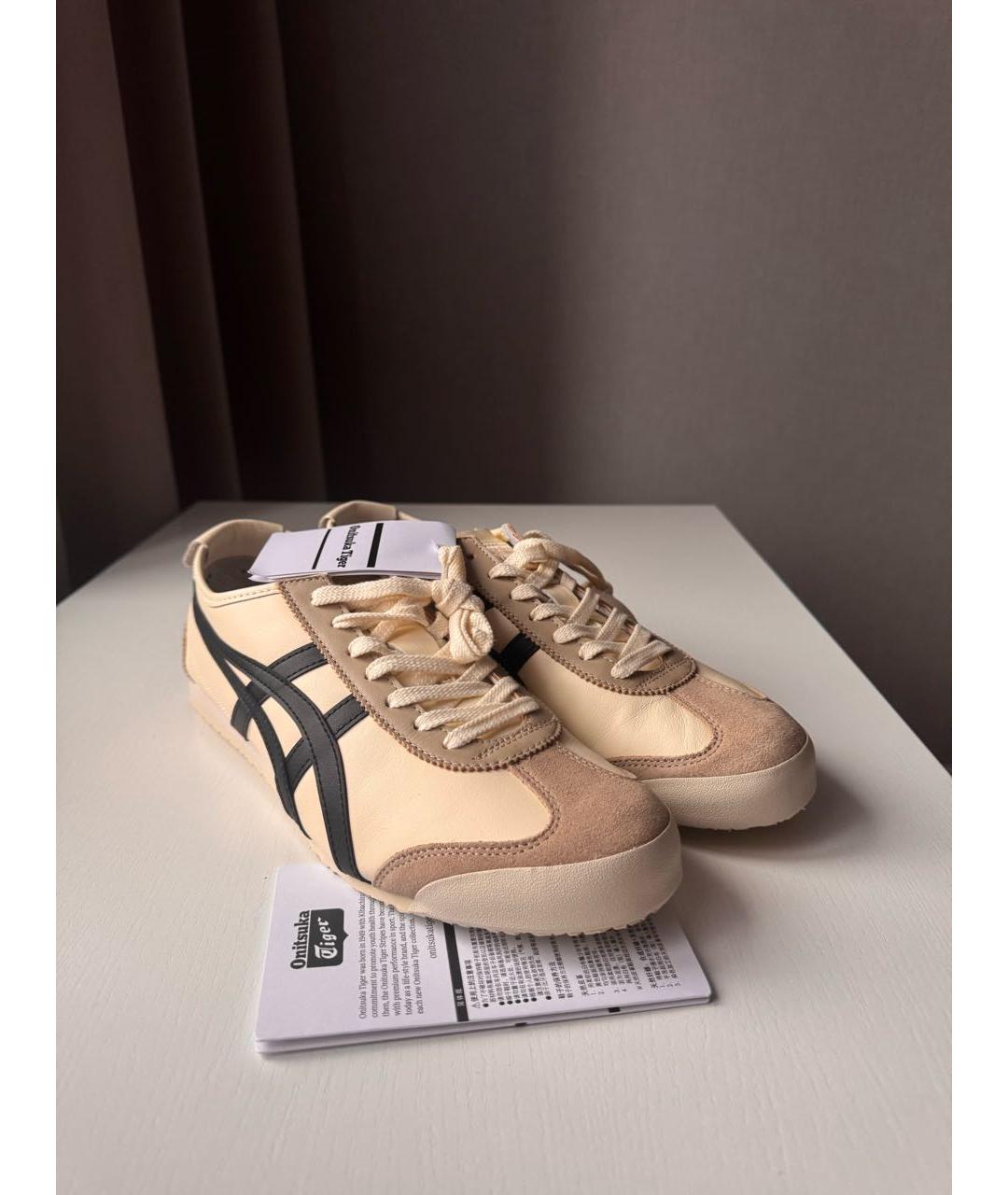 ONITSUKA TIGER Бежевые кожаные низкие кроссовки / кеды, фото 2