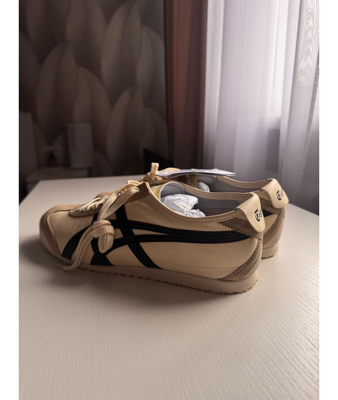 ONITSUKA TIGER Бежевые кожаные низкие кроссовки / кеды, фото 4
