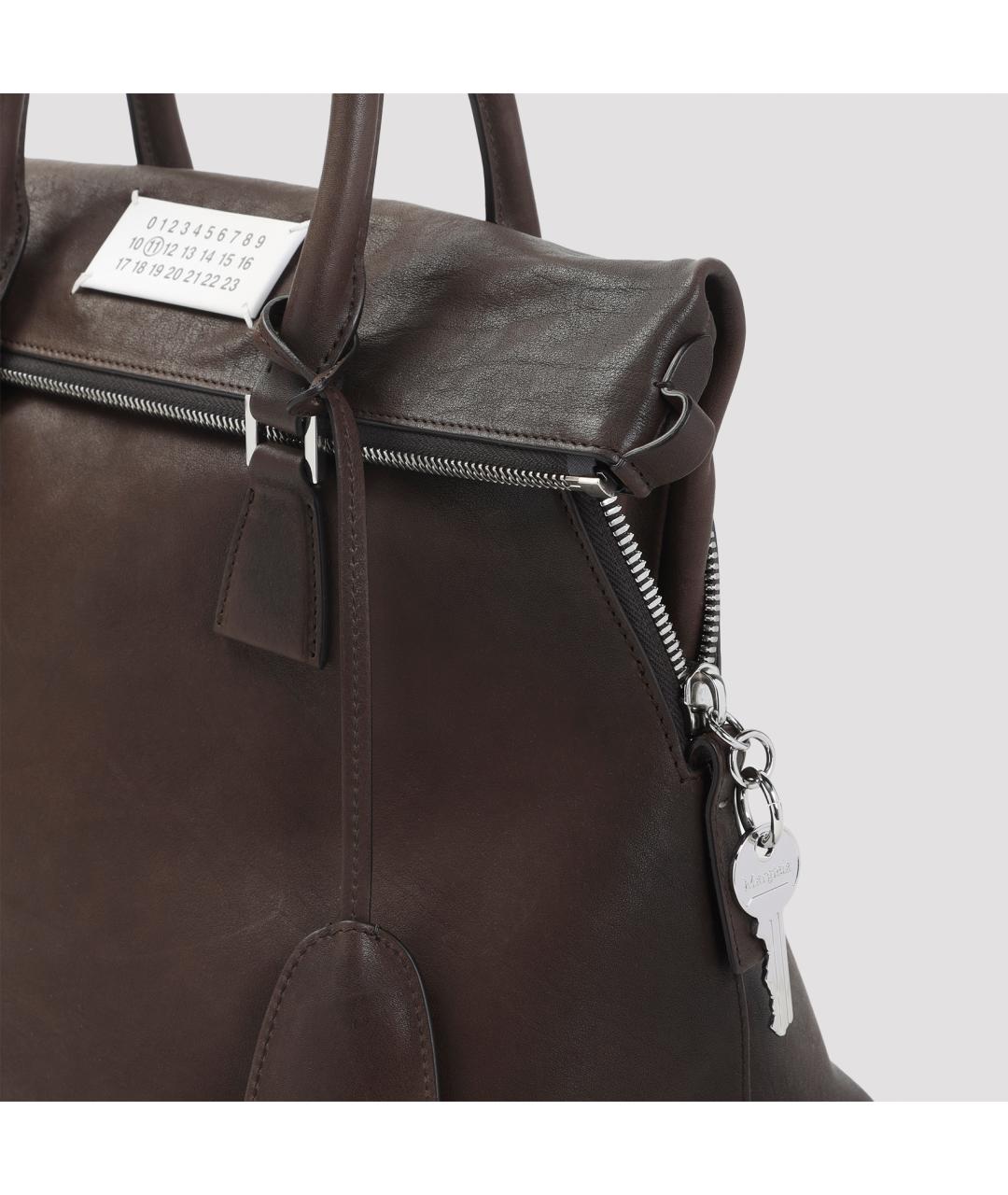 MAISON MARGIELA Коричневая кожаная сумка с короткими ручками, фото 5