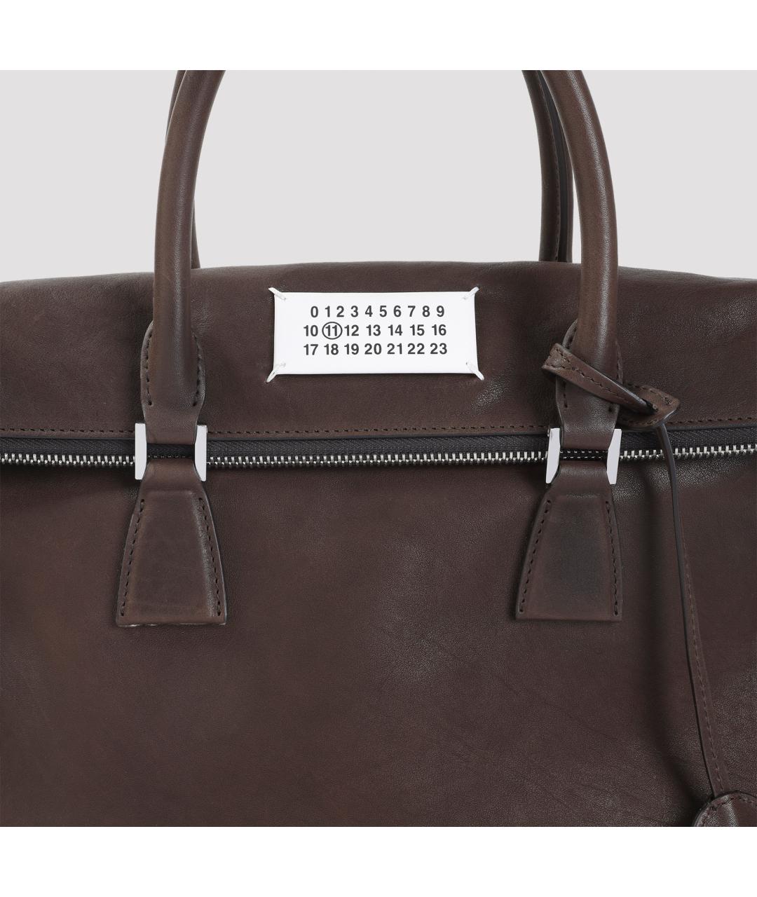 MAISON MARGIELA Коричневая кожаная сумка с короткими ручками, фото 6