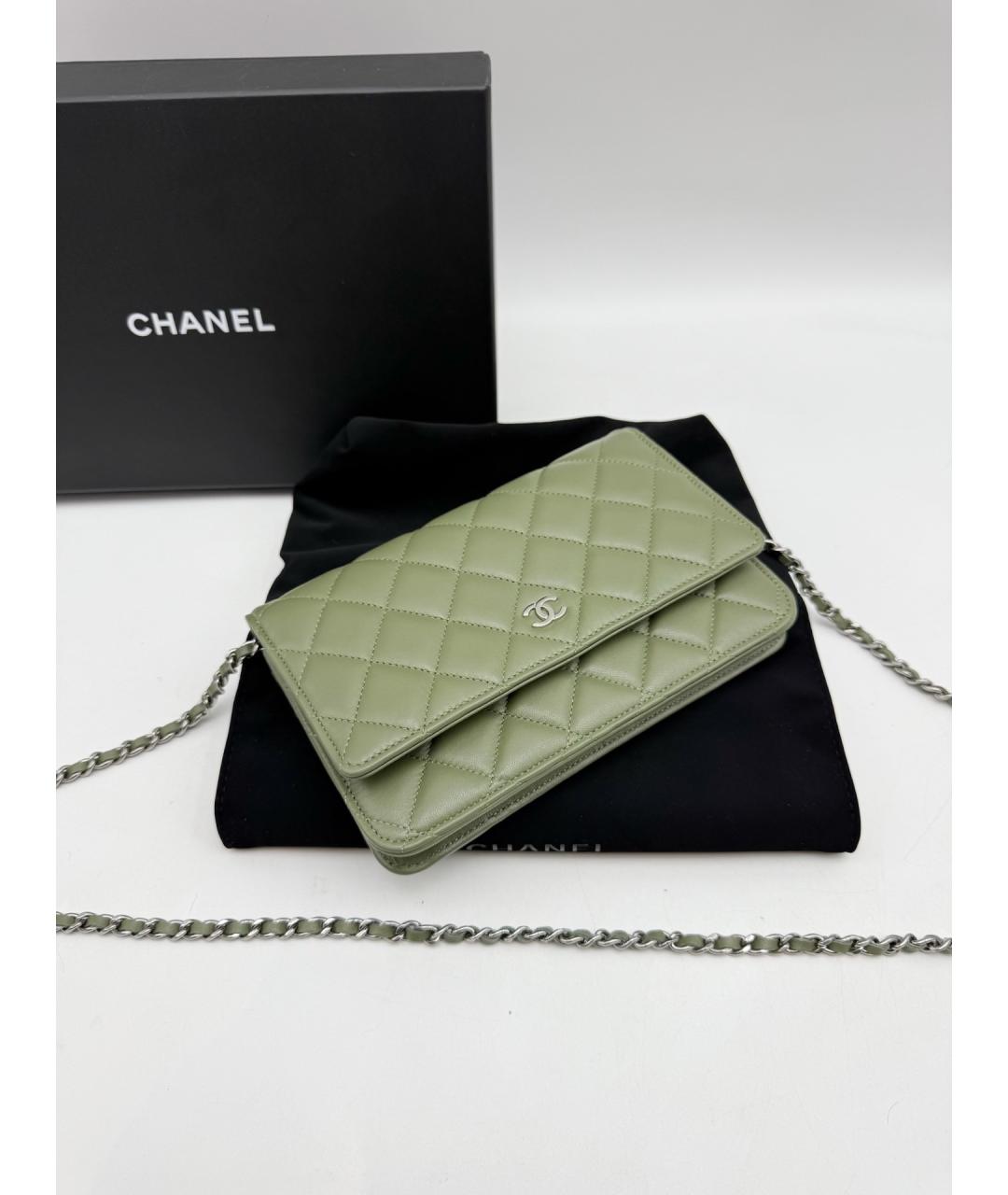 CHANEL Зеленая кожаная сумка через плечо, фото 5