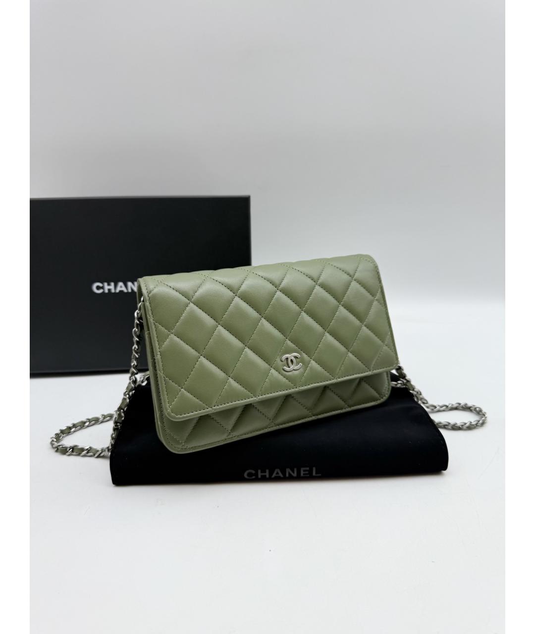 CHANEL Зеленая кожаная сумка через плечо, фото 2