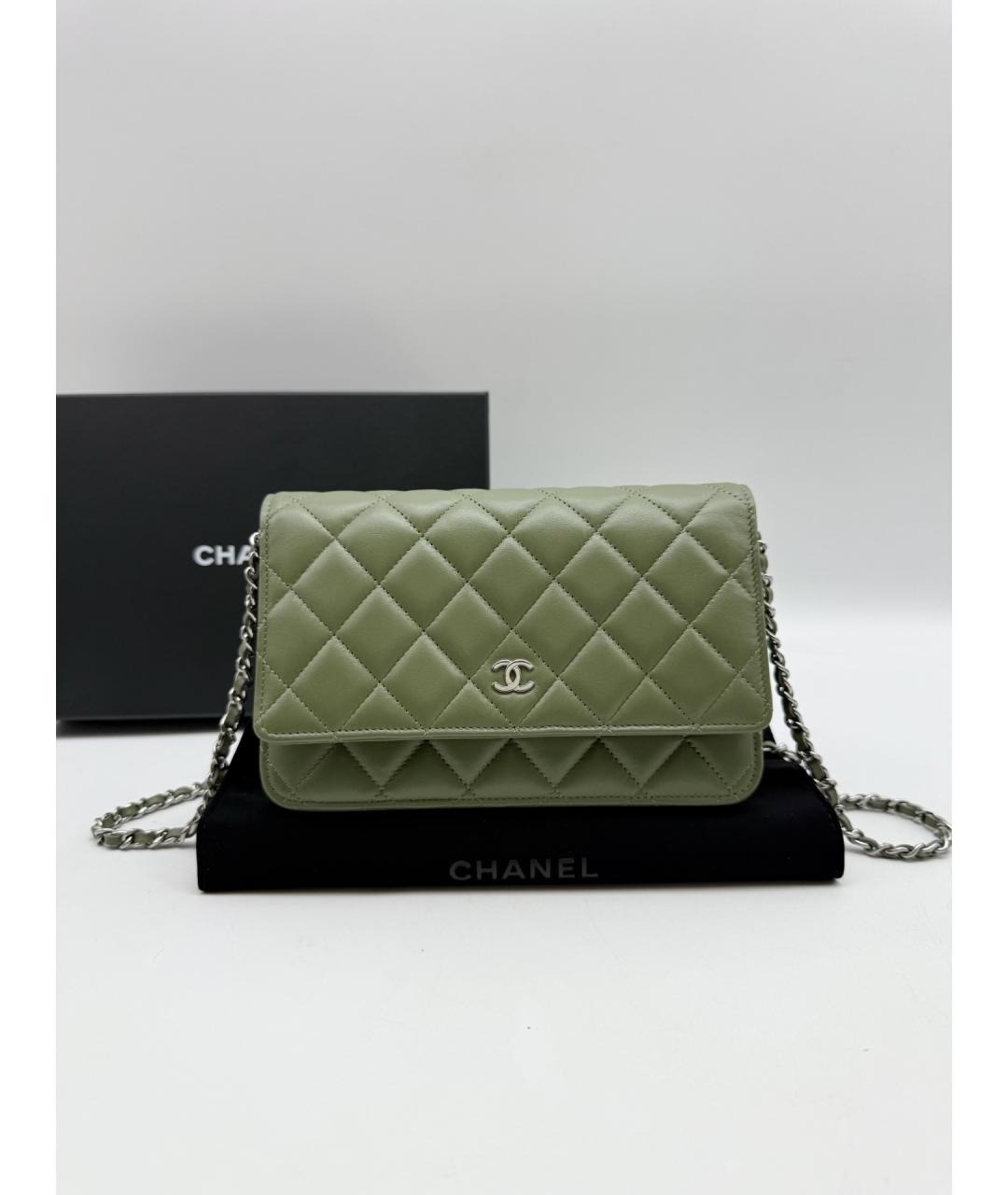 CHANEL Зеленая кожаная сумка через плечо, фото 9