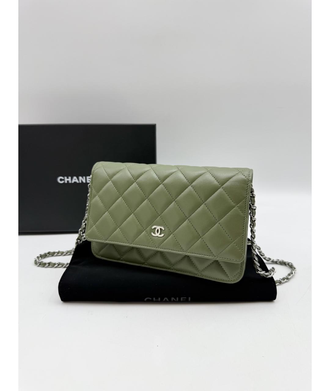 CHANEL Зеленая кожаная сумка через плечо, фото 3