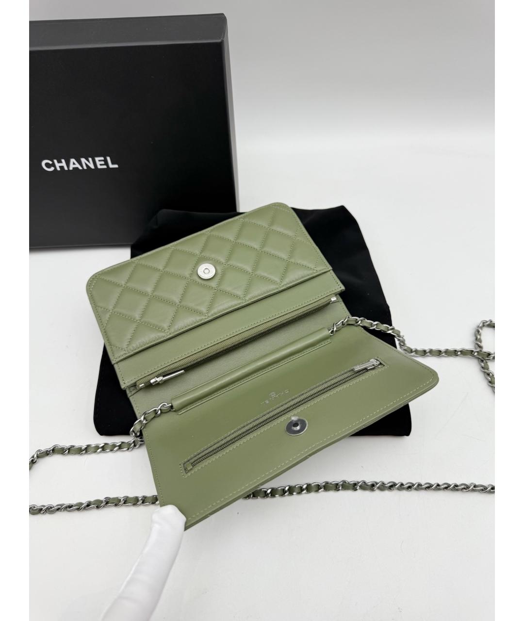 CHANEL Зеленая кожаная сумка через плечо, фото 8