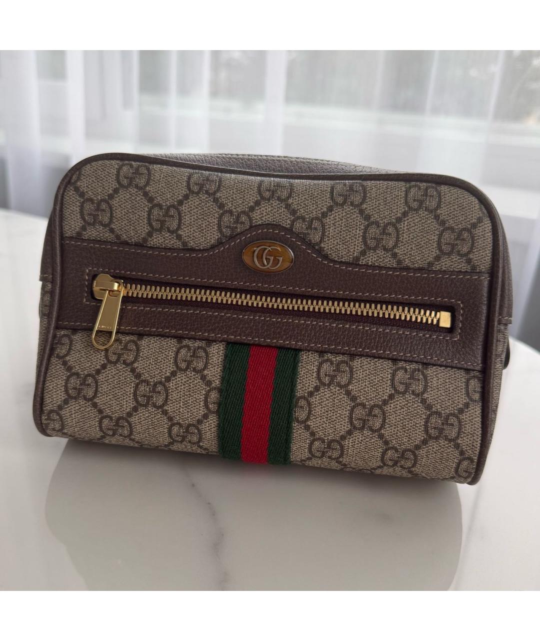 GUCCI Коричневая кожаная поясная сумка, фото 6