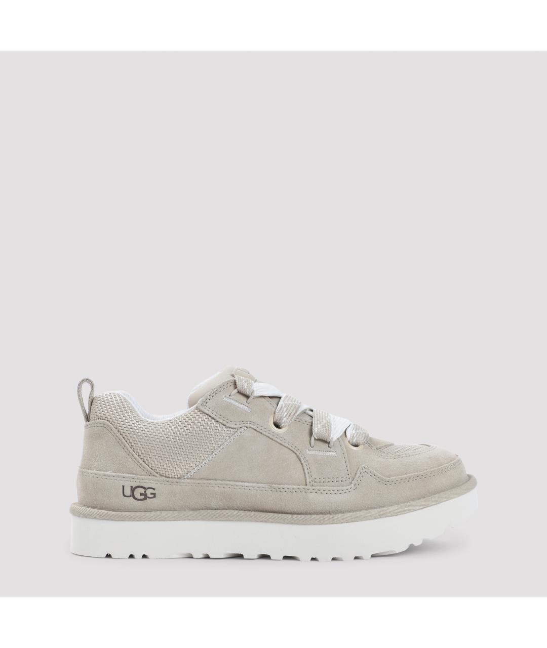 UGG AUSTRALIA Бежевые кожаные низкие кроссовки / кеды, фото 2