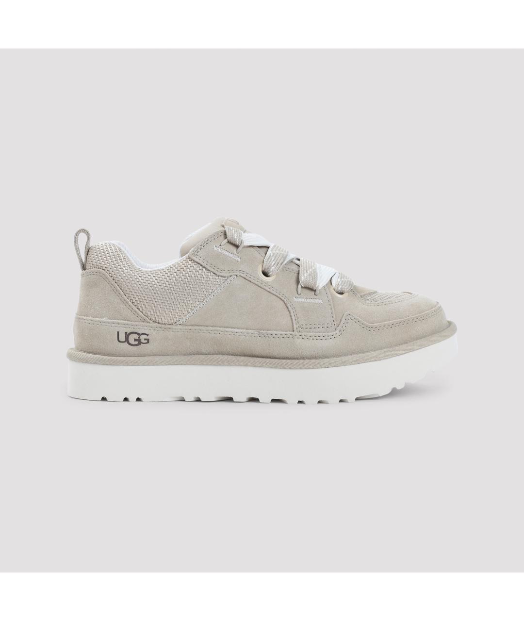 UGG AUSTRALIA Бежевые кожаные низкие кроссовки / кеды, фото 3