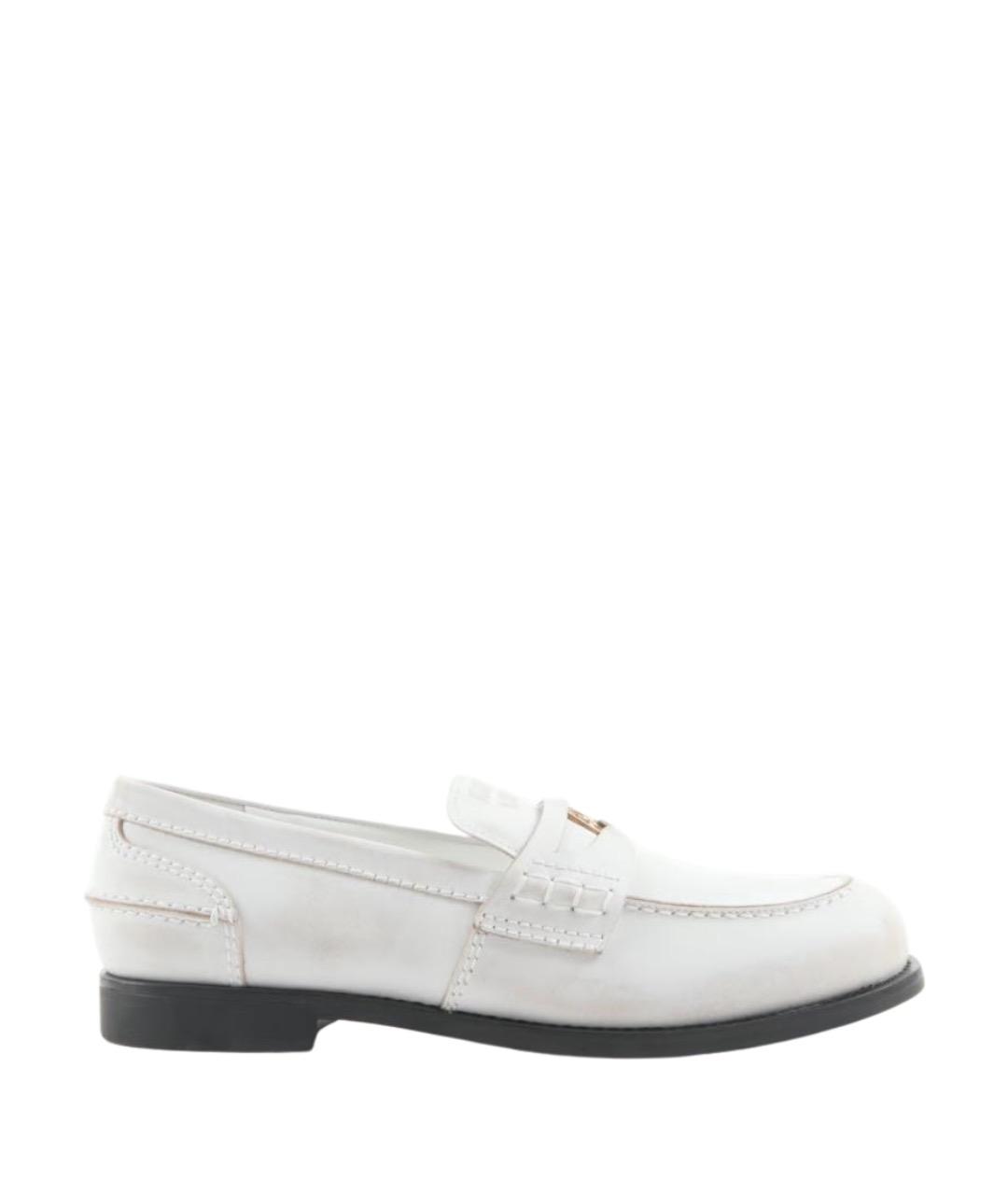 MIU MIU Белые кожаные лоферы, фото 1