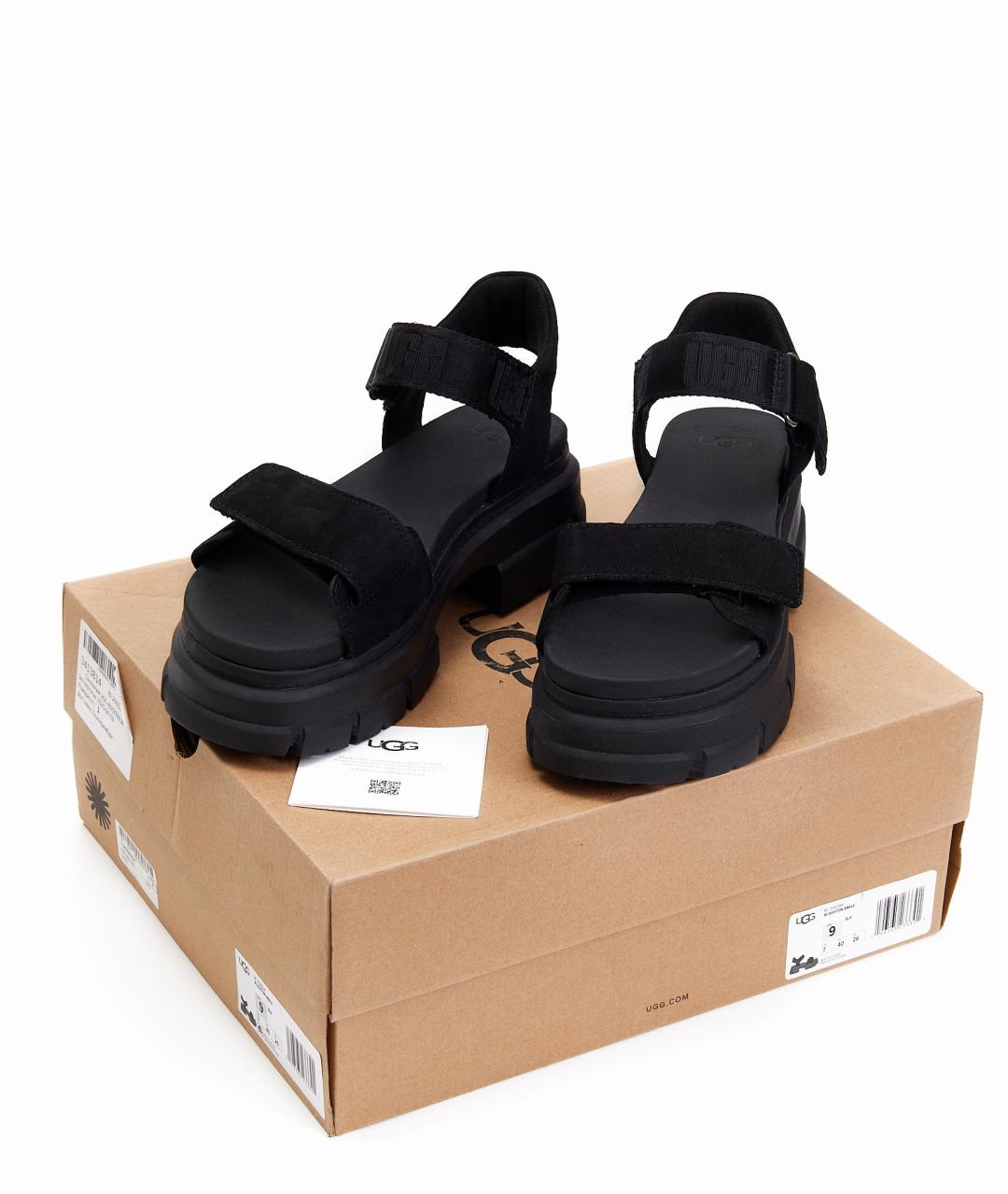 UGG AUSTRALIA Черные замшевые сандалии, фото 6