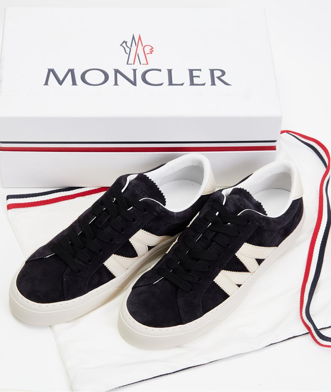 MONCLER Черные замшевые низкие кроссовки / кеды, фото 8