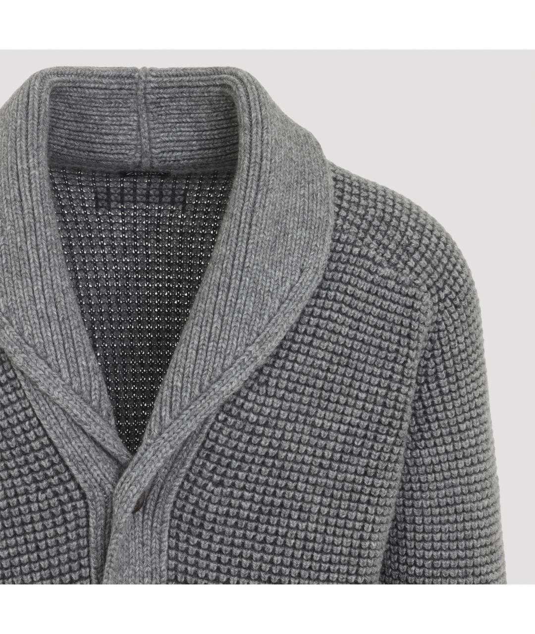 ZEGNA Серый кашемировый кардиган, фото 6