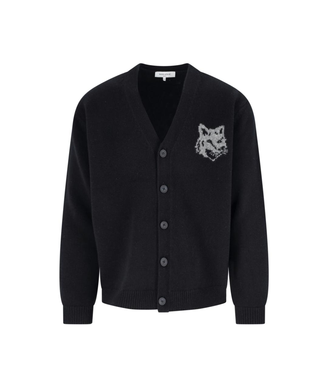 MAISON KITSUNE Черный шерстяной кардиган, фото 1