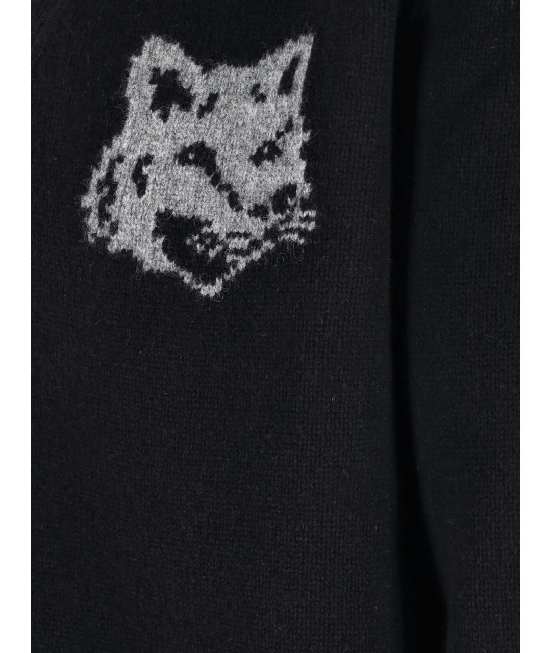 MAISON KITSUNE Черный шерстяной кардиган, фото 3