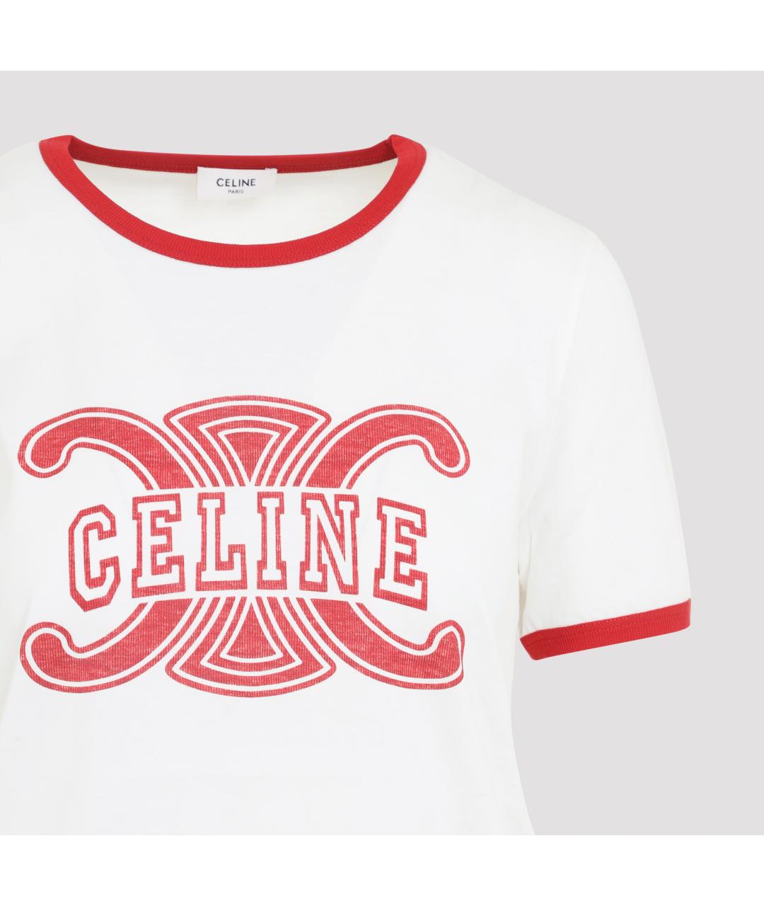CELINE Белая хлопковая футболка, фото 5