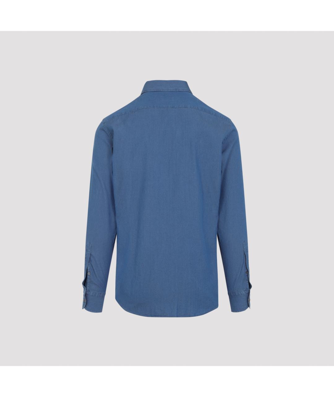 ZEGNA Синяя хлопковая кэжуал рубашка, фото 4