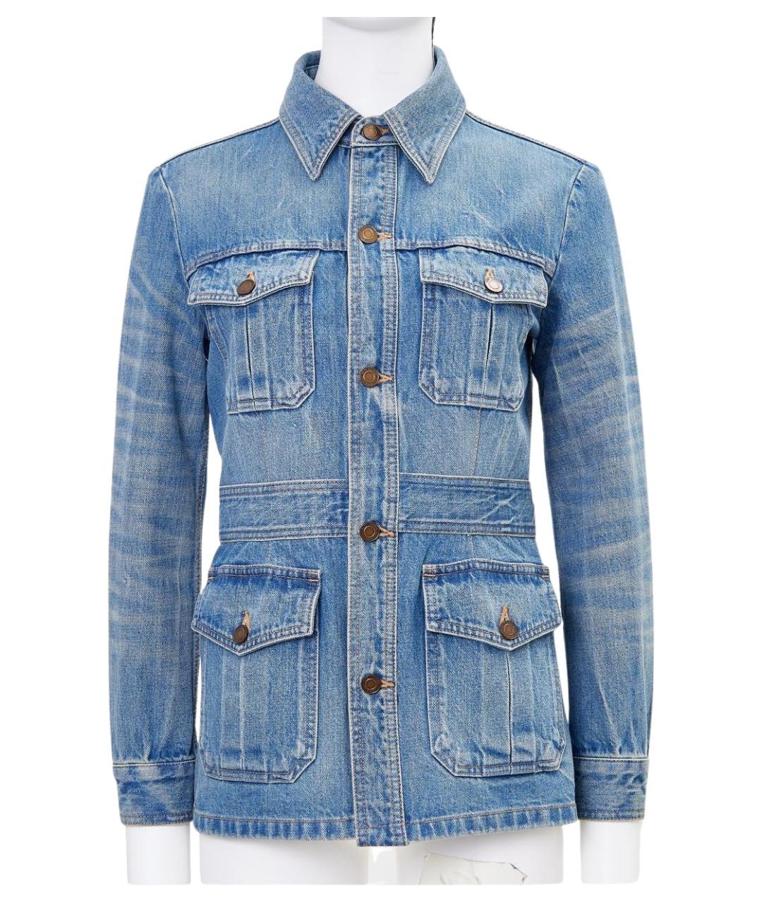 SAINT LAURENT Синий хлопковый жакет/пиджак, фото 1