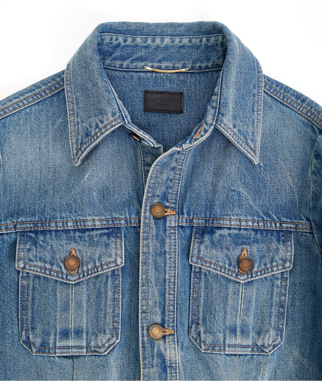 SAINT LAURENT Синий хлопковый жакет/пиджак, фото 3