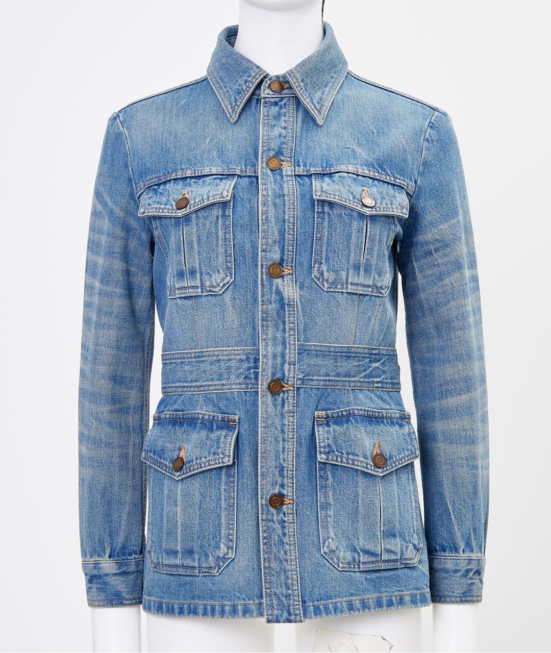 SAINT LAURENT Синий хлопковый жакет/пиджак, фото 8