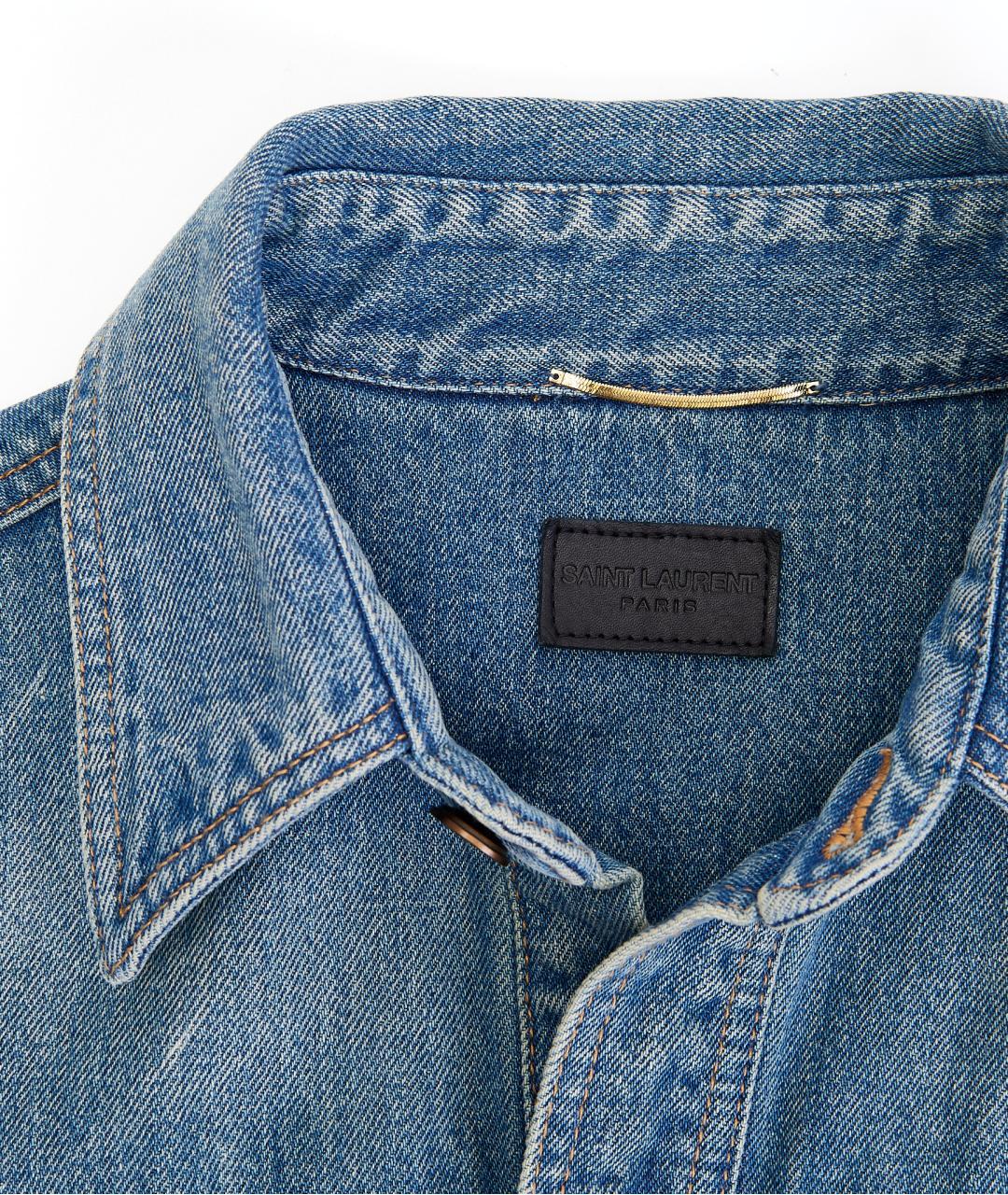 SAINT LAURENT Синий хлопковый жакет/пиджак, фото 4