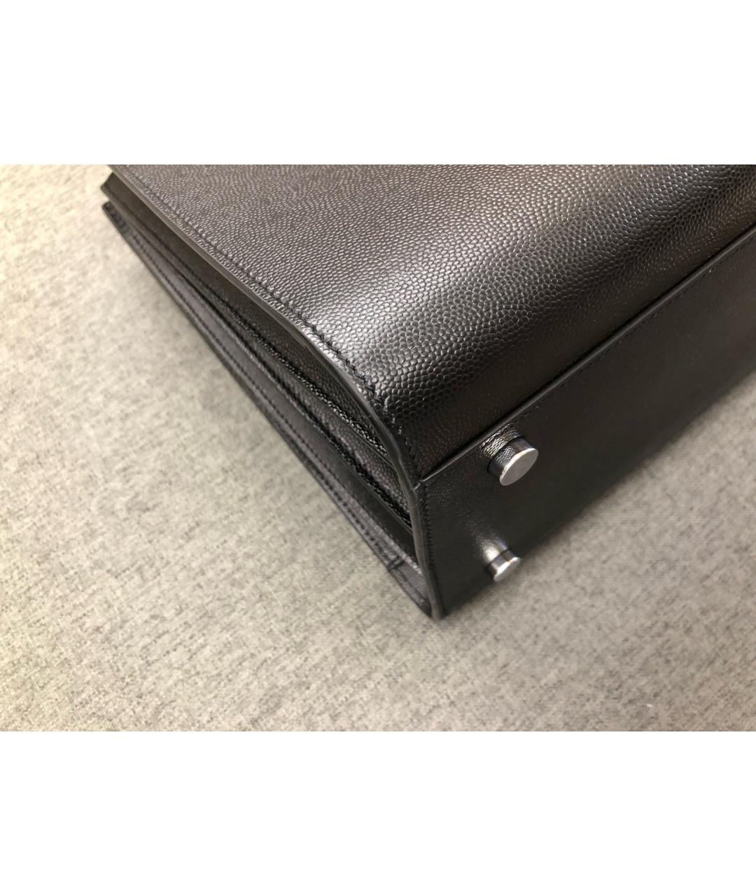 SAINT LAURENT Черная кожаная сумка тоут, фото 6