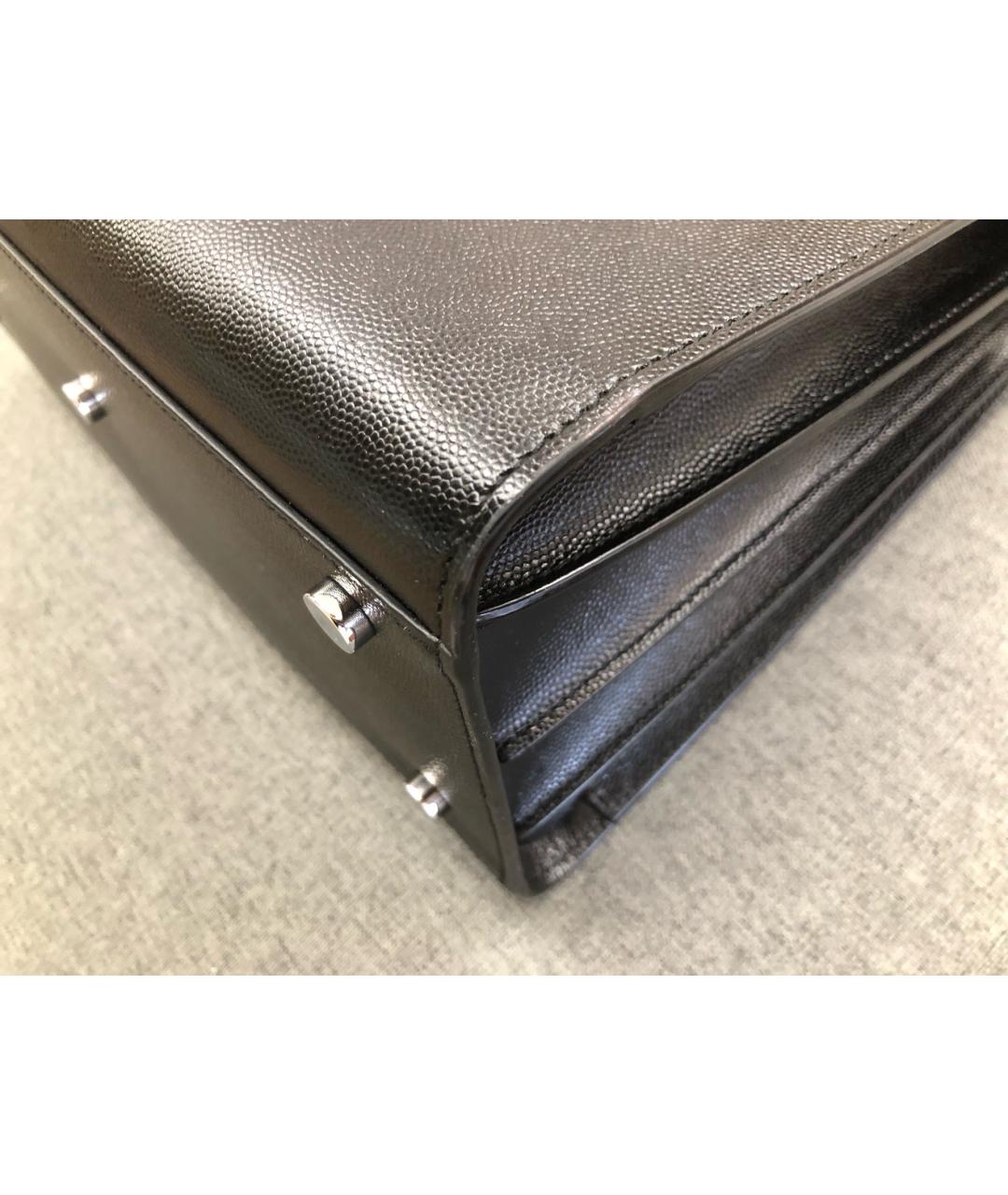 SAINT LAURENT Черная кожаная сумка тоут, фото 7