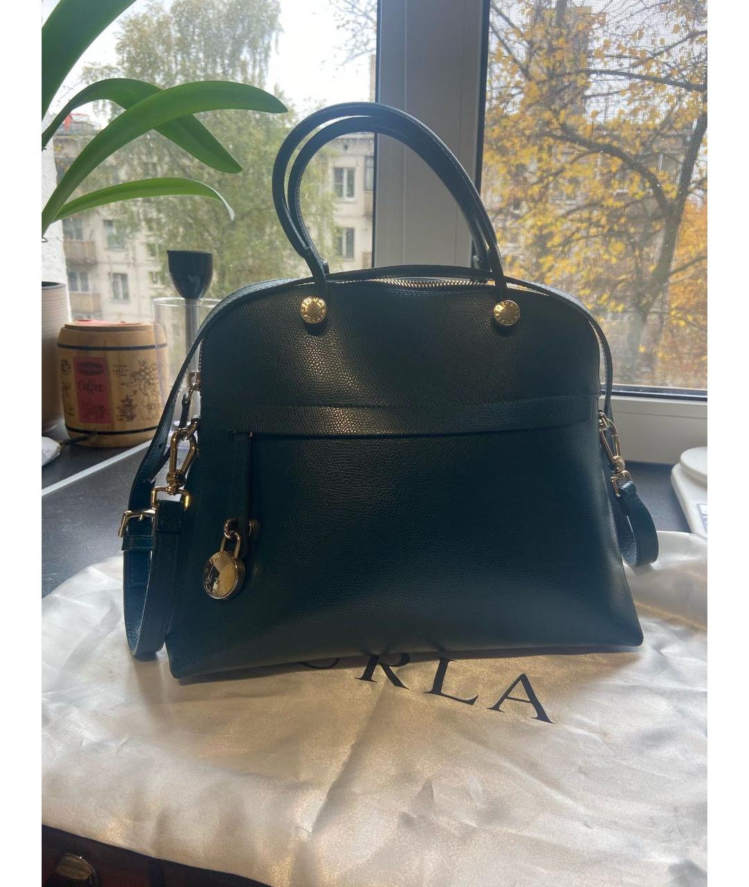 FURLA Зеленая кожаная сумка тоут, фото 2