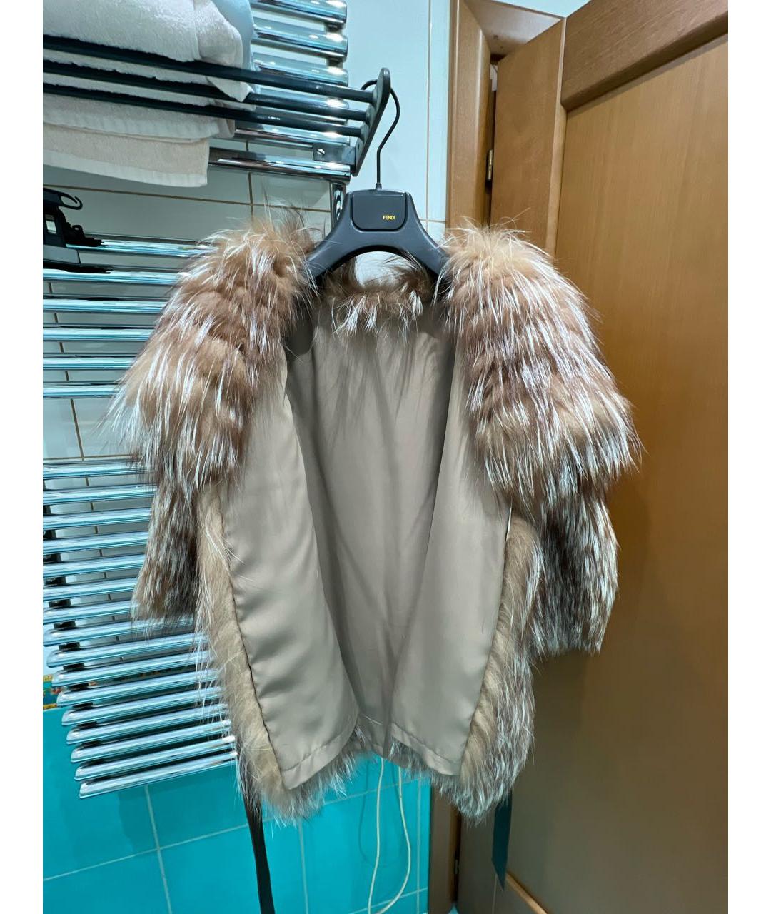 FENDI Бежевая меховая шуба, фото 4