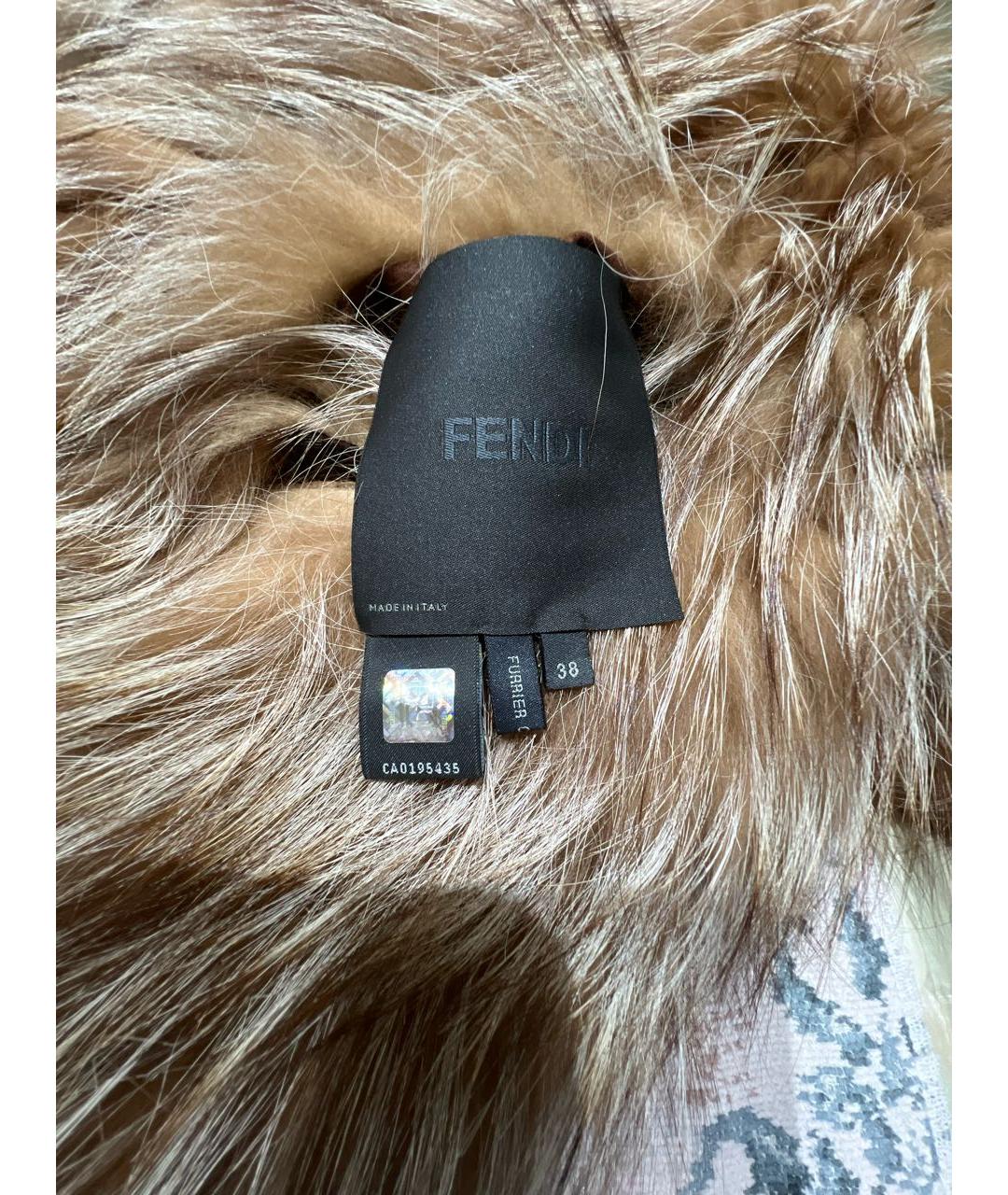 FENDI Бежевая меховая шуба, фото 5