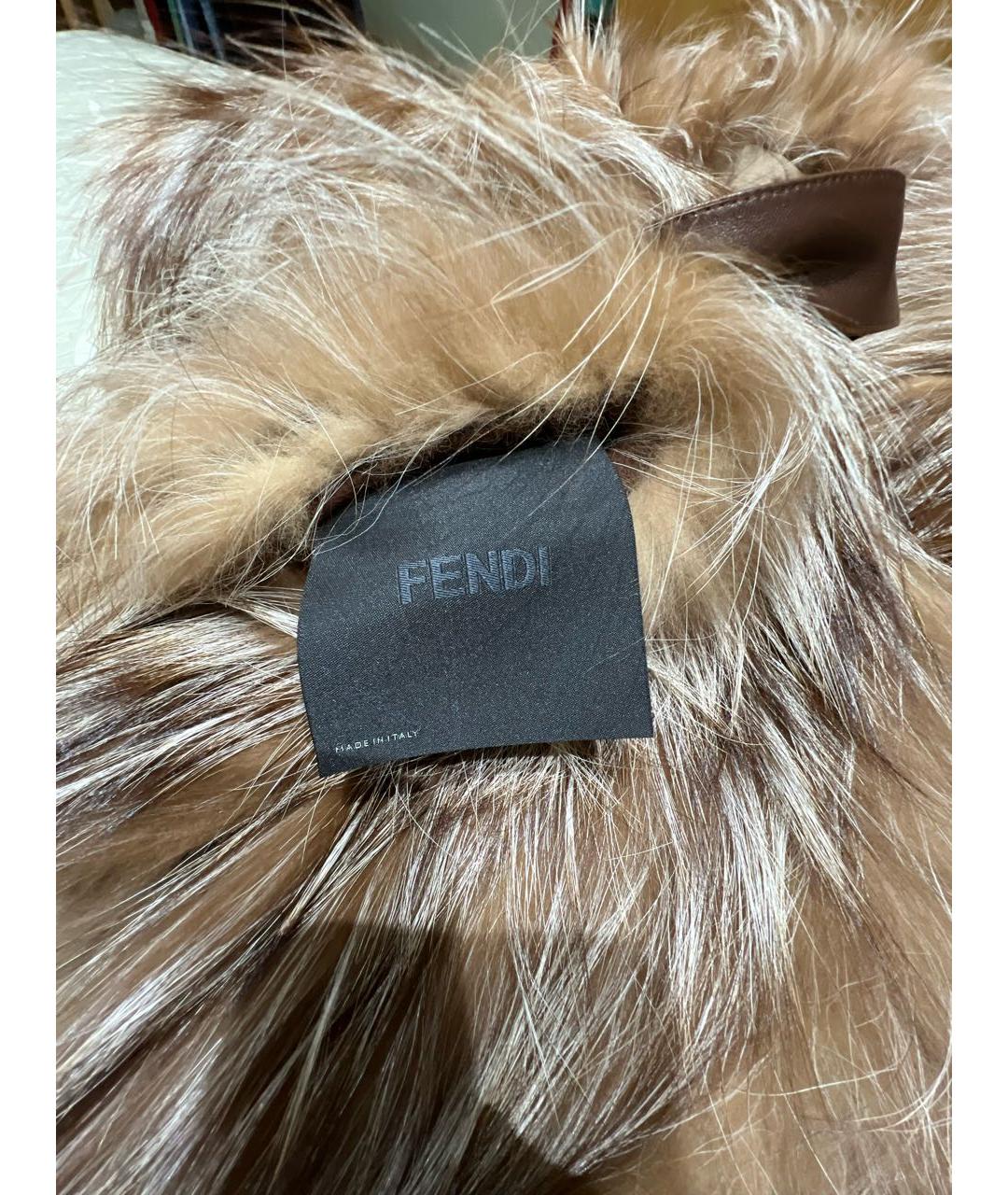 FENDI Бежевая меховая шуба, фото 8