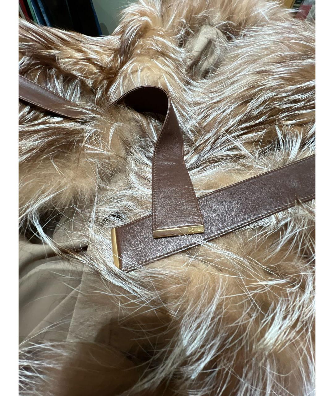FENDI Бежевая меховая шуба, фото 7