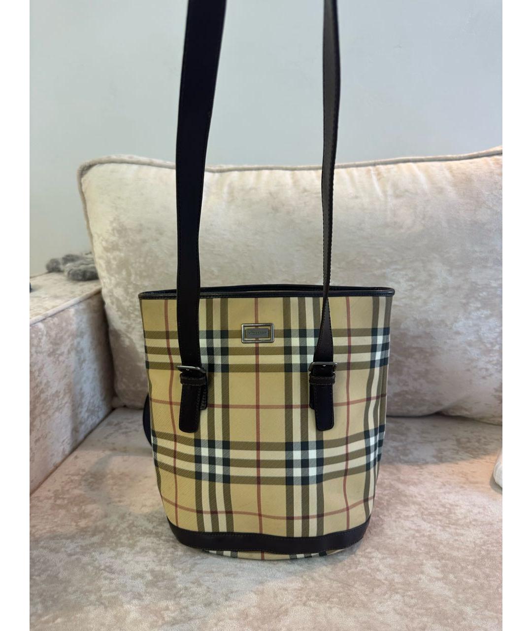 BURBERRY Коричневая кожаная сумка тоут, фото 7