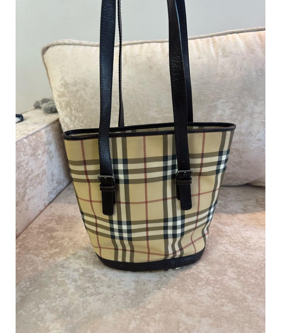 BURBERRY Коричневая кожаная сумка тоут, фото 3