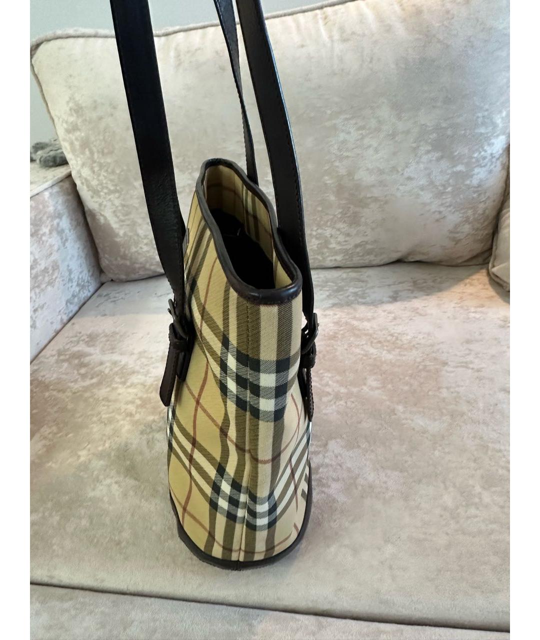 BURBERRY Коричневая кожаная сумка тоут, фото 2