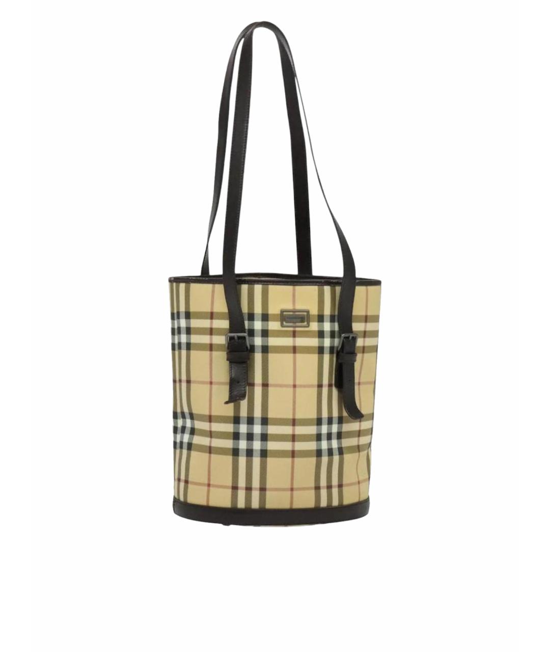 BURBERRY Коричневая кожаная сумка тоут, фото 1