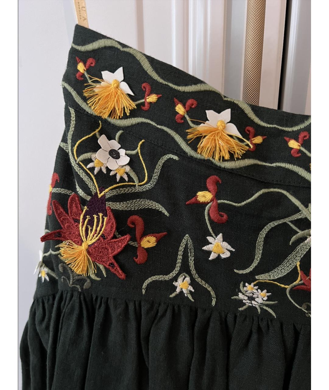 GUCCI Зеленая льняная юбка миди, фото 3