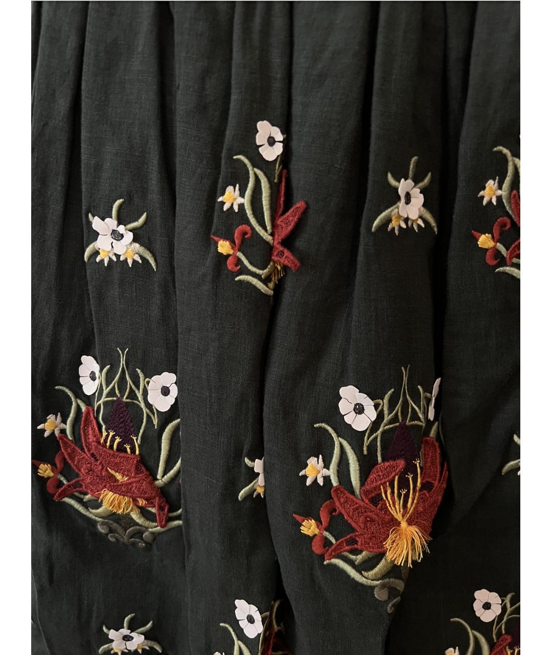 GUCCI Зеленая льняная юбка миди, фото 4