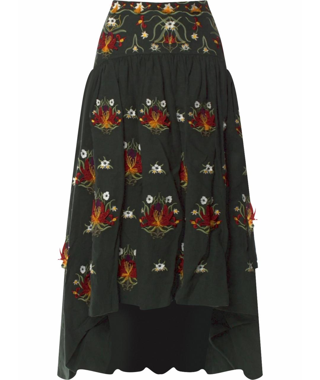 GUCCI Зеленая льняная юбка миди, фото 1