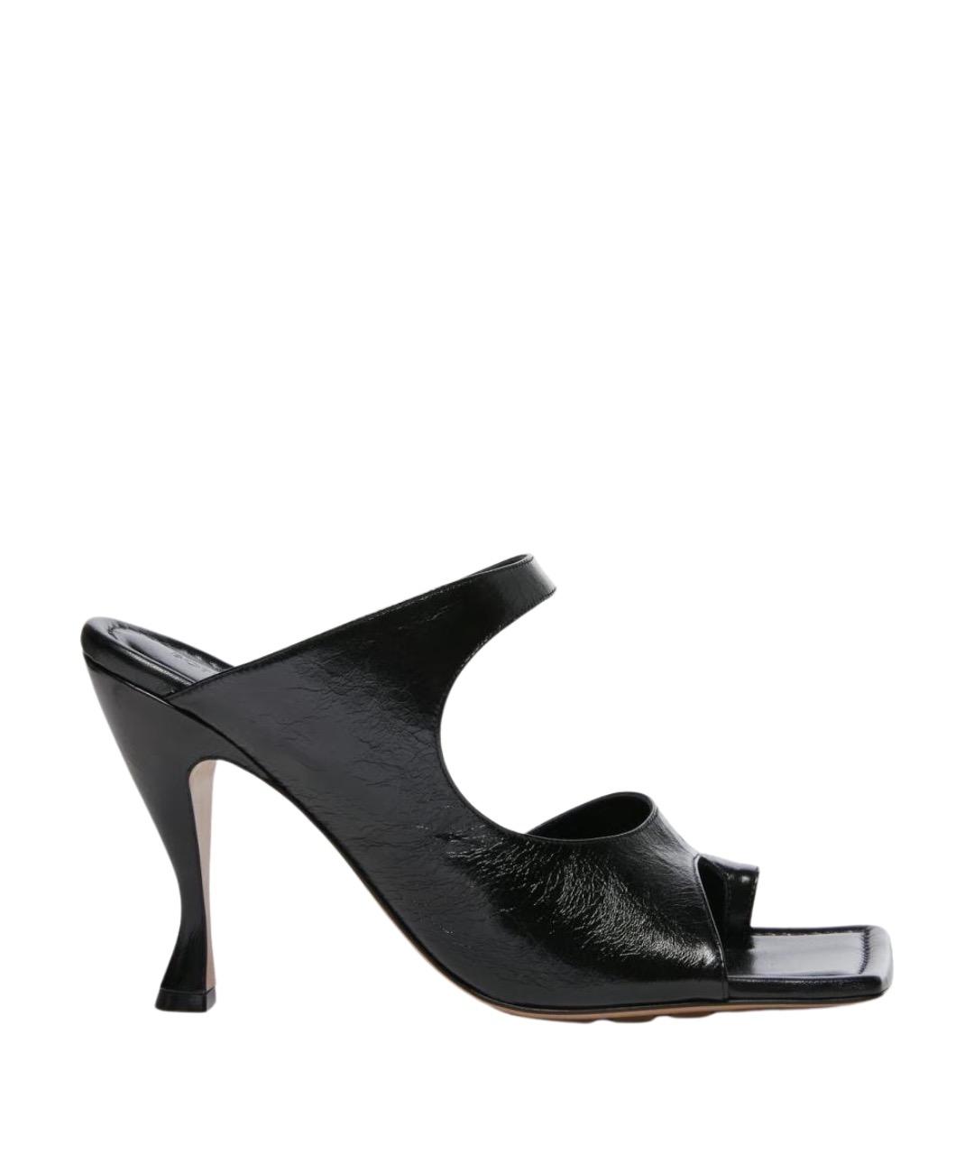BOTTEGA VENETA Черные кожаные мюли, фото 1