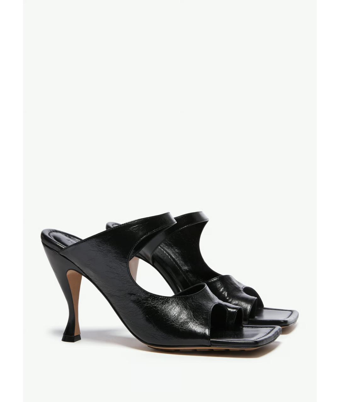 BOTTEGA VENETA Черные кожаные мюли, фото 2