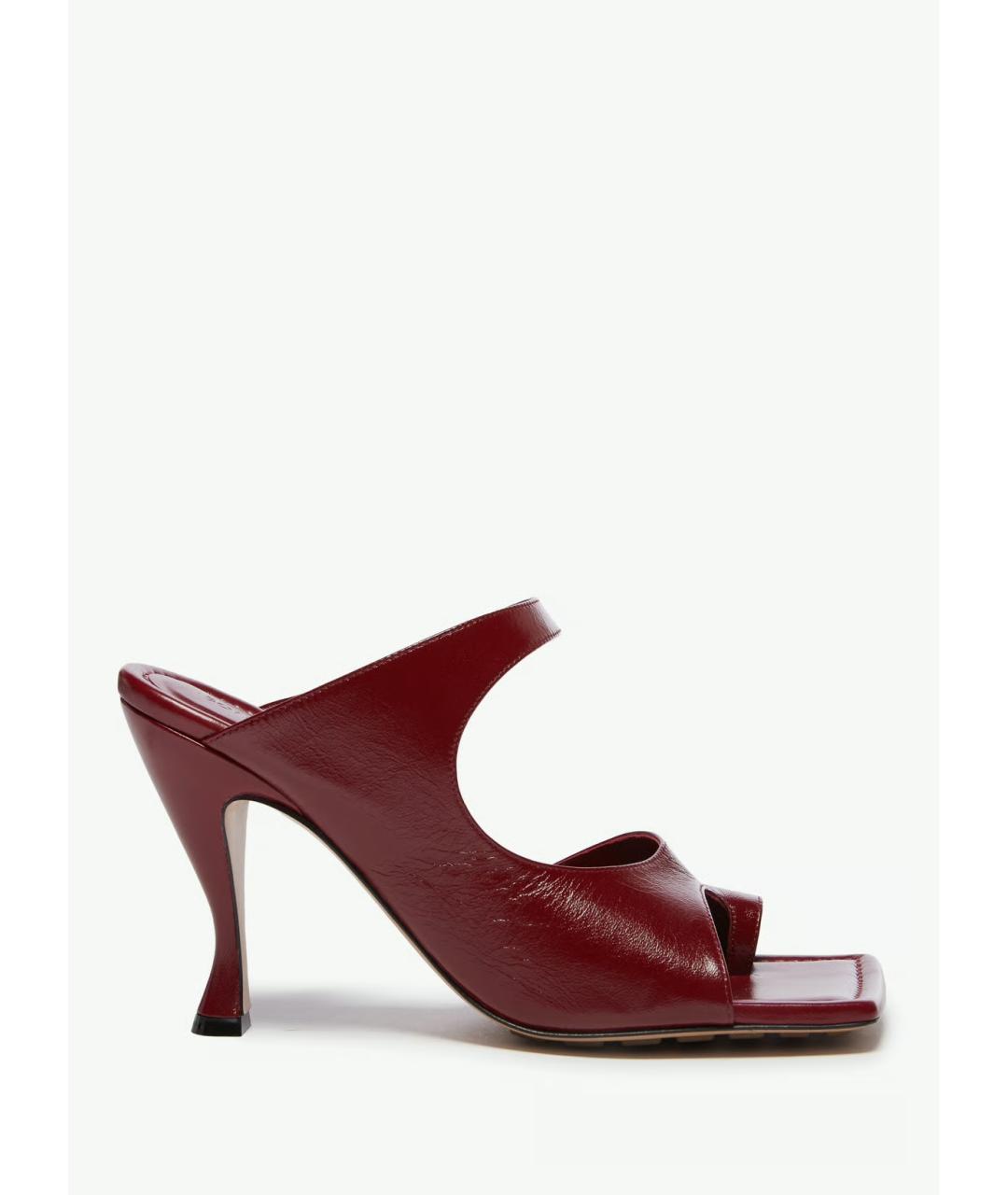 BOTTEGA VENETA Бордовые кожаные мюли, фото 4