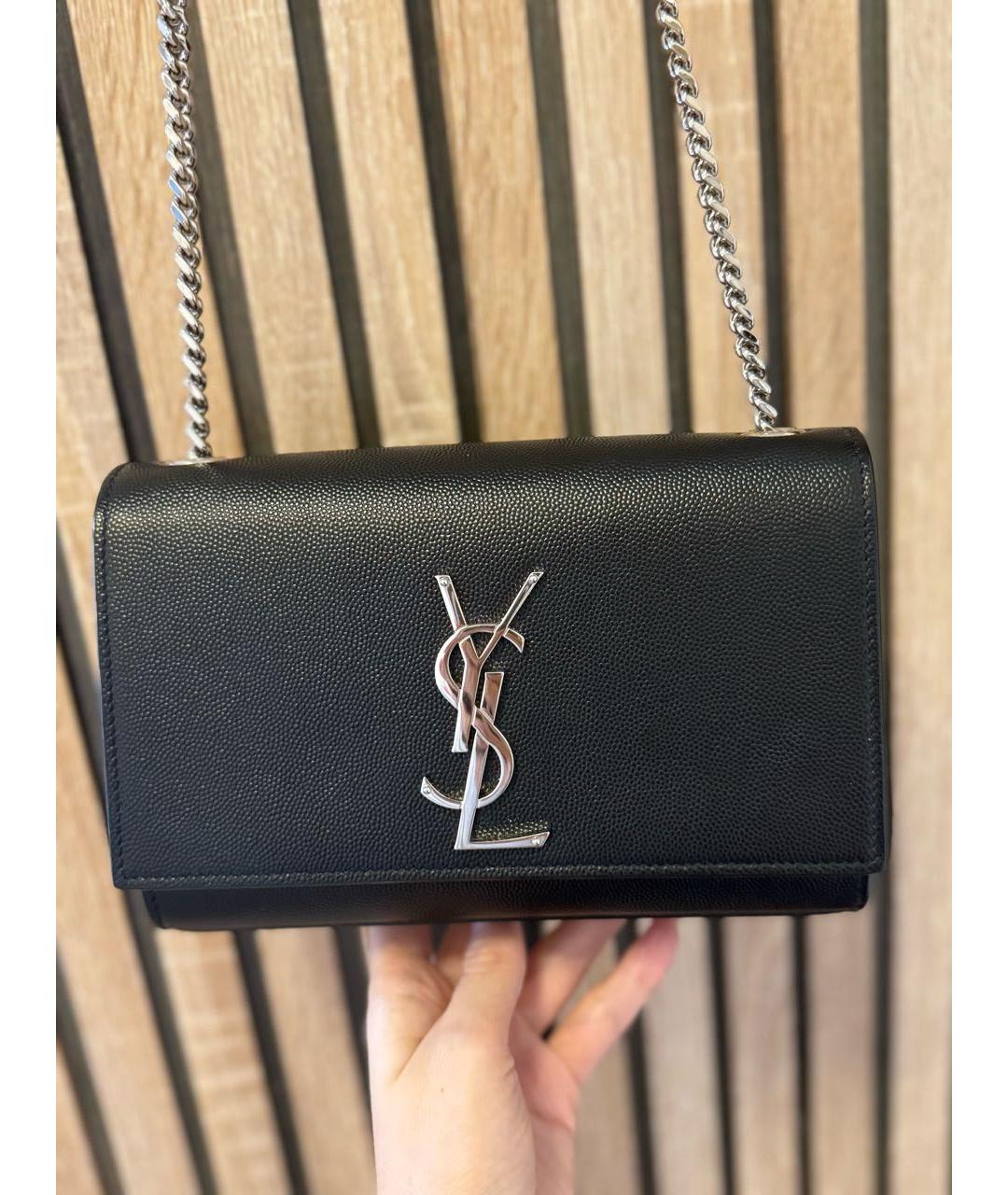 YVES SAINT LAURENT BEAUTY Черная кожаная сумка через плечо, фото 5