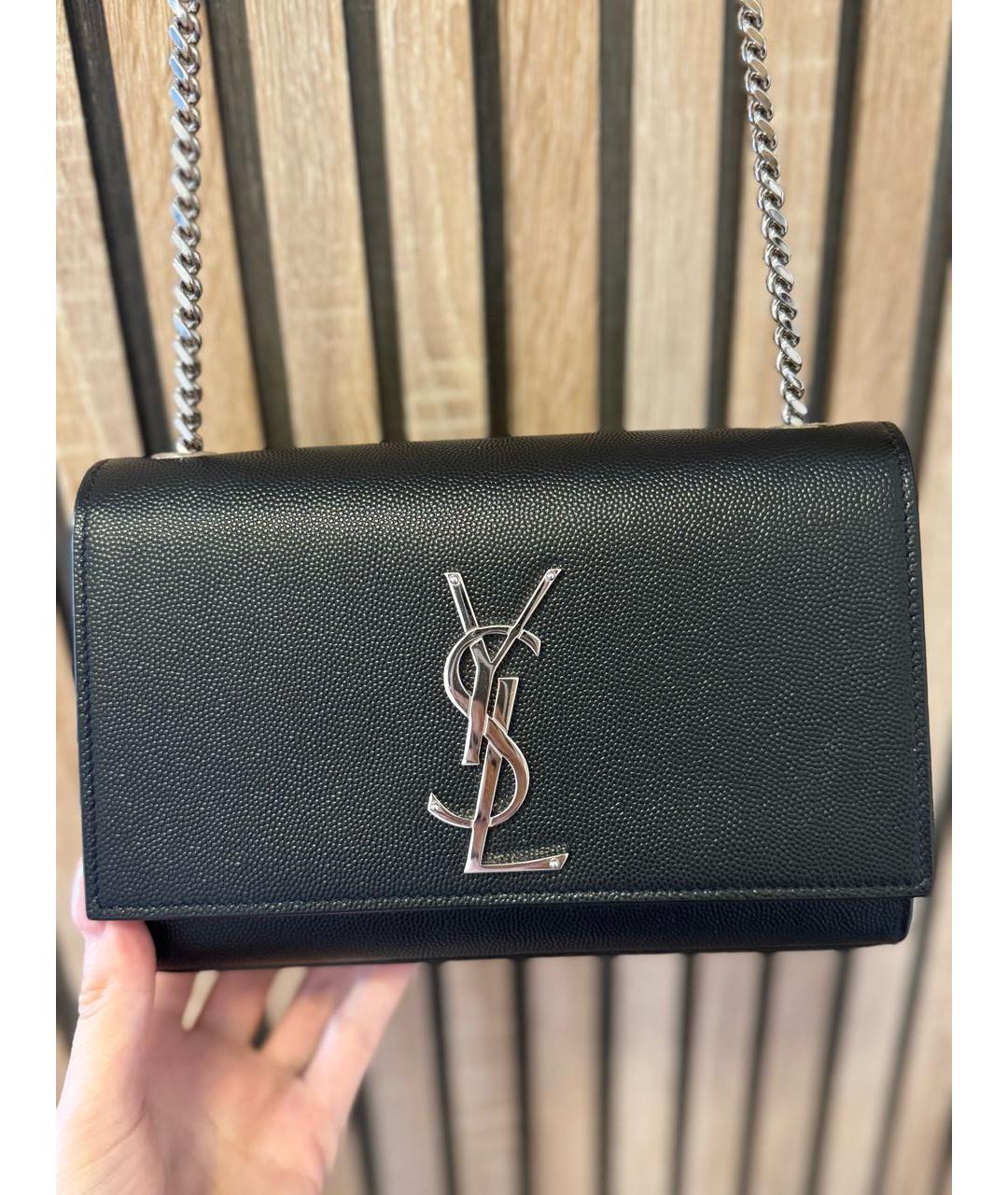 YVES SAINT LAURENT BEAUTY Черная кожаная сумка через плечо, фото 7