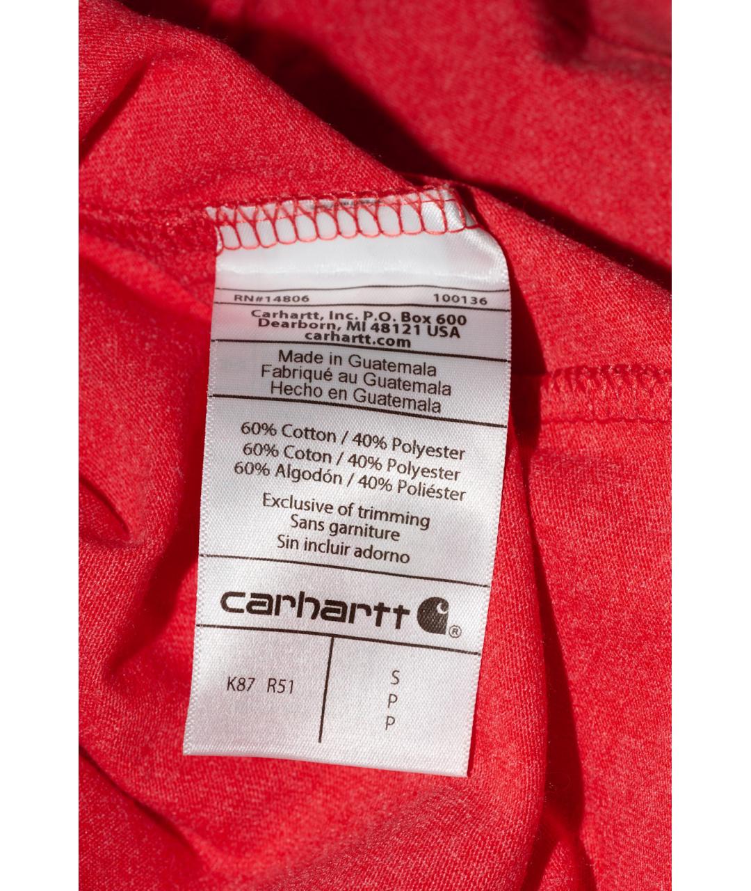 CARHARTT Коралловая хлопко-полиэстеровая футболка, фото 6