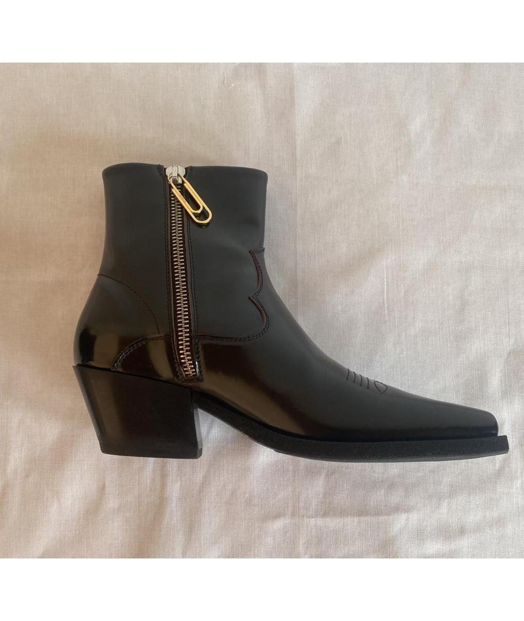 OFF-WHITE Черные высокие ботинки из лакированной кожи, фото 1