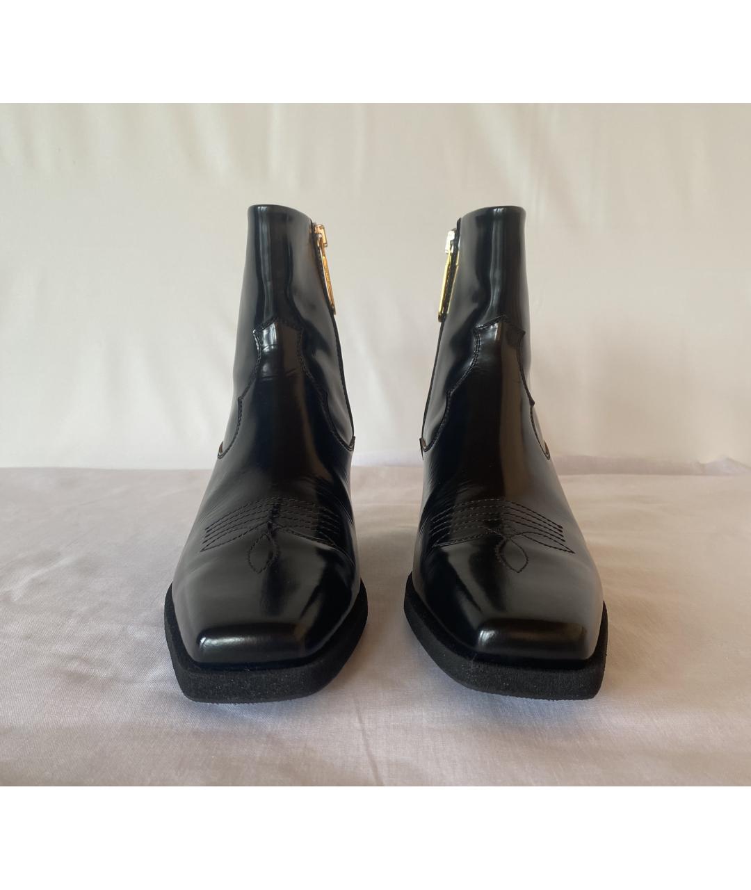 OFF-WHITE Черные высокие ботинки из лакированной кожи, фото 3