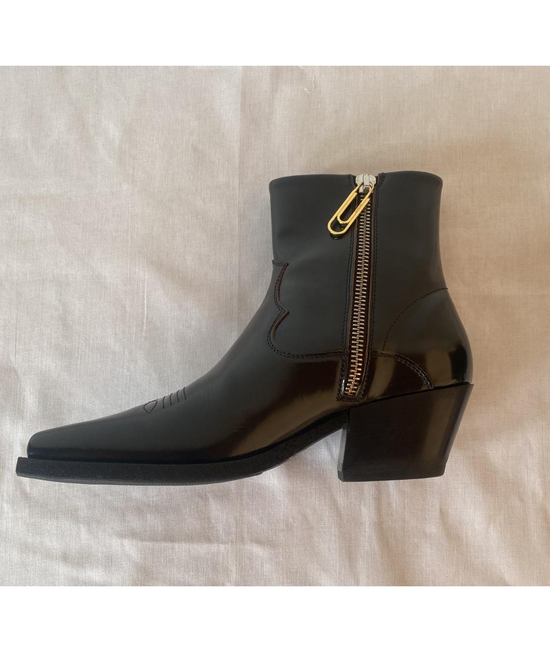 OFF-WHITE Черные высокие ботинки из лакированной кожи, фото 8